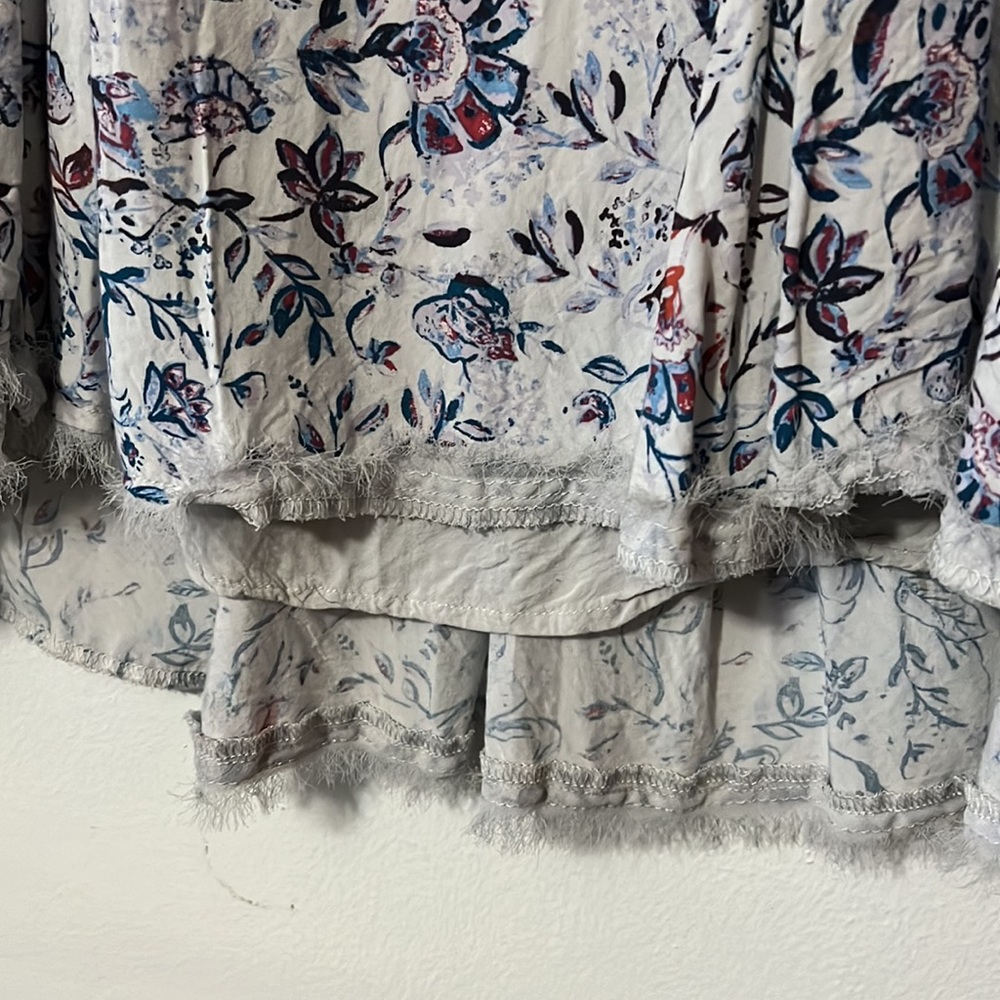 Ecote Urban Outfitters Gray Floral Babydoll Style 3/4 Sleeve Flowy Mini Dress - Picture 6 of 8